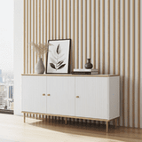 Camelienne Slatted White And Gold Large 3 Door Elegant Sideboard 3145RZ