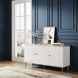 Camelienne Slatted White And Gold Large 3 Door Elegant Sideboard 3145RZ