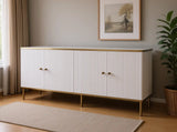 Camelienne White And Gold Large Wide 4 Door Elegant Sideboard 3143RZ