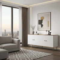 Camelienne White And Gold Large Wide 4 Door Elegant Sideboard 3143RZ