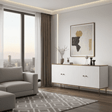 Camelienne White And Gold Large Wide 4 Door Elegant Sideboard 3143RZ