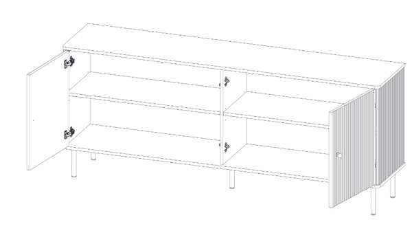 Camelienne White And Gold Large Wide 4 Door Elegant Sideboard 3143RZ