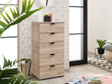 Nancy Oak Effect 5 Drawer Narrow Chest - 11008309