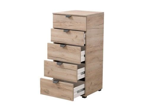 Nancy Oak Effect 5 Drawer Narrow Chest - 11008309