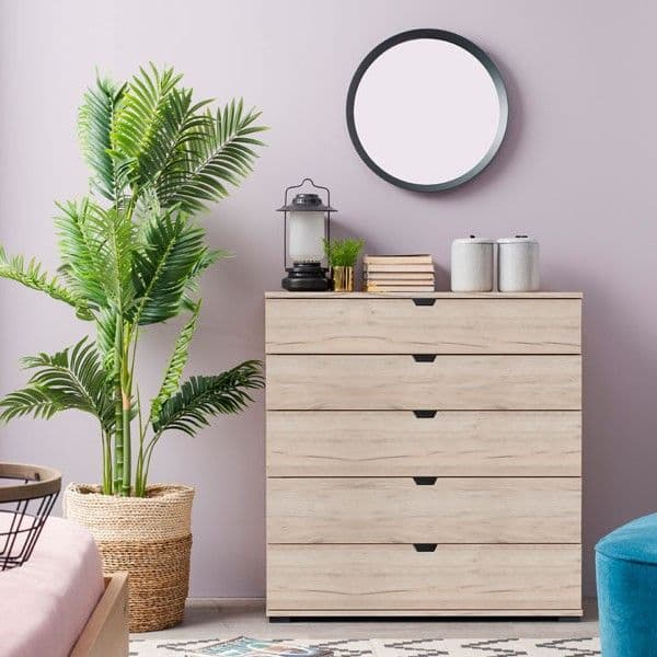 Nancy Oak Effect Wide 6 Drawer Chest - 11008295