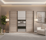 Nancy  Extra Large Oak 3 Sliding Door Wardrobe Slider 245cm Wide -11008280