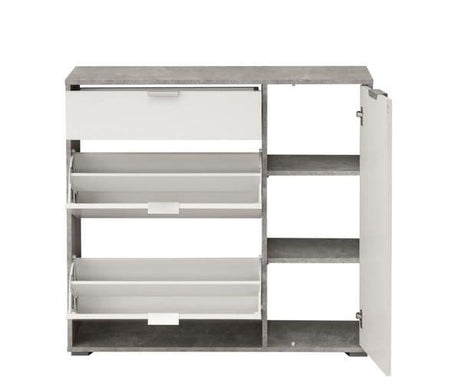 Cantera Grey and White Large Shoe Cabinet With Drawer- 11008516