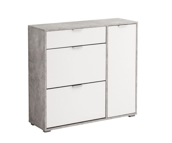 Cantera Grey and White Large Shoe Cabinet With Drawer- 11008516