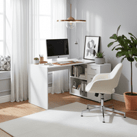 Arabella Corner Flexi Desk White With Drawers 360-001WHT 2560RZ