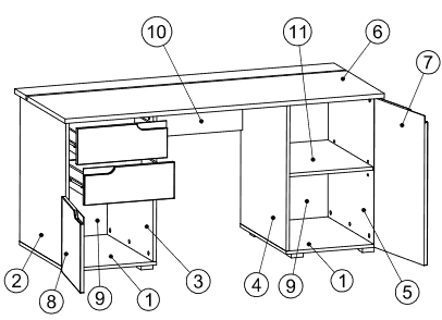 Serene Large White Gloss Computer Desk Office Workstation S15