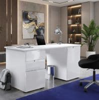 Serene Large White Gloss Computer Desk Office Workstation S15 2617RZ