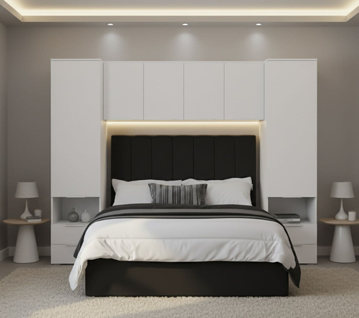 Santino Matte White Over Bed Storage Unit - 3485RZ