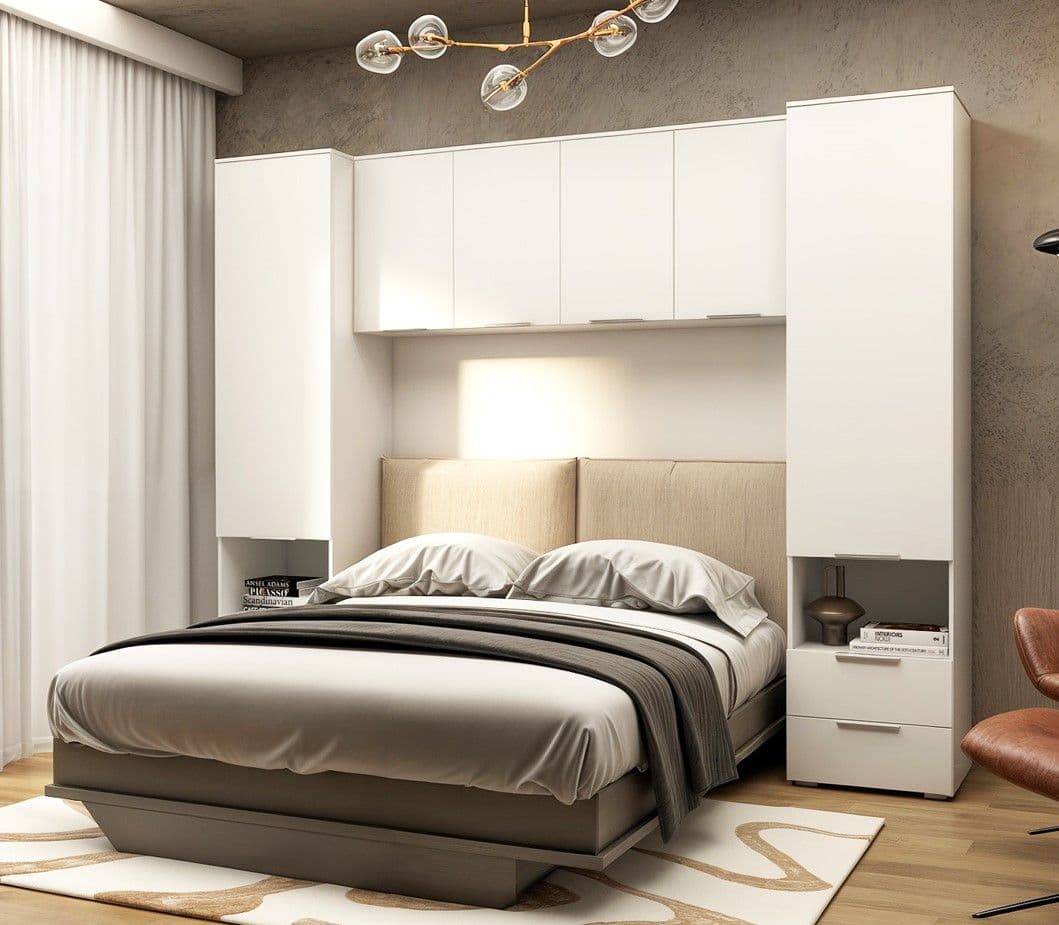 Santino Matte White Over Bed Storage Unit - 3485RZ