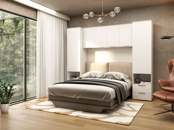 Santino Matte White Over Bed Storage Unit - 3485RZ