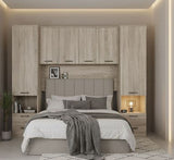 Miracle Sonoma Oak Effect Overbed Unit with Double or Kingsize Bed Bedroom Furniture SET - 3152/MIA