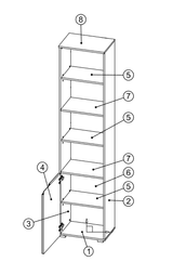 Serene Tall Bookcase with White Gloss Door Storage shelves S12