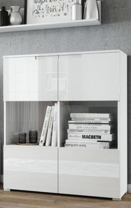 Serene White Gloss 2 Glass Door Display Cabinet S27