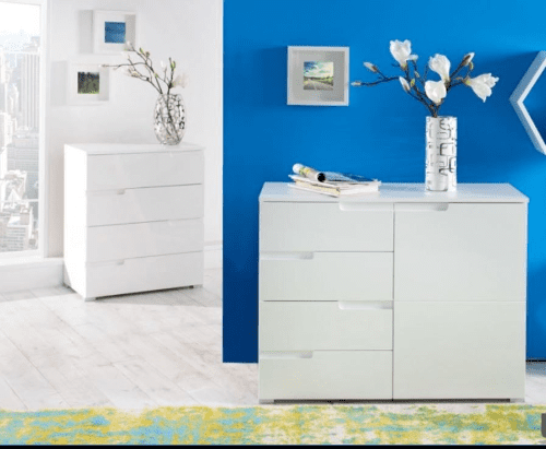 Serene White Gloss Small Compact Sideboard S5