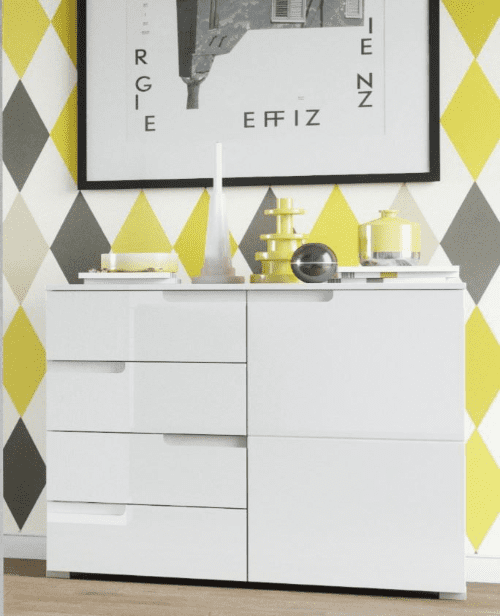 Serene White Gloss Small Compact Sideboard S5