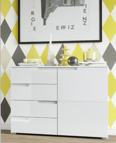 Serene White Gloss Small Compact Sideboard S5