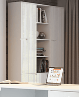 Serene Tall Bookcase with Doors in Glossed White