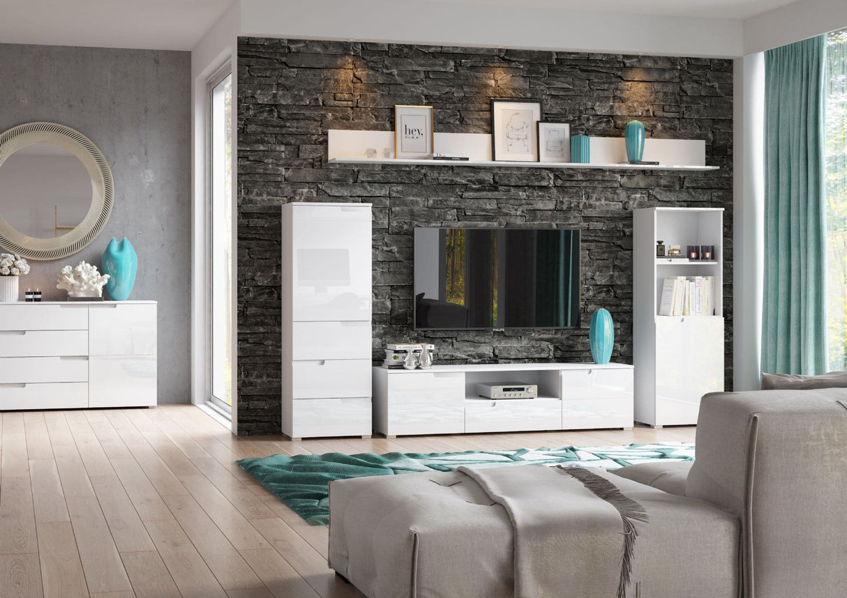 Serene White Gloss TV unit, Media, Entertainment Furniture S9