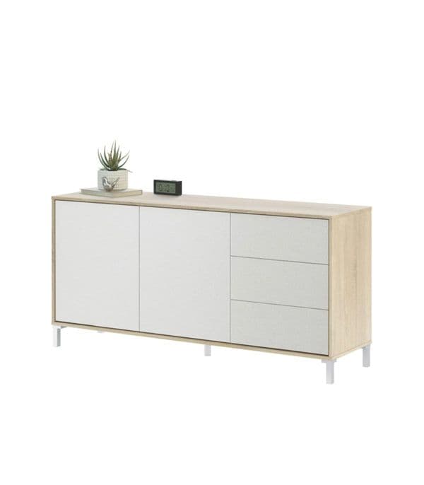 Palmer  White And Oak Effect 2 Door 3 Drawer Sideboard -016623F