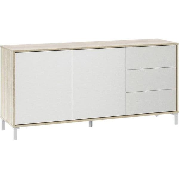 Palmer  White And Oak Effect 2 Door 3 Drawer Sideboard -016623F