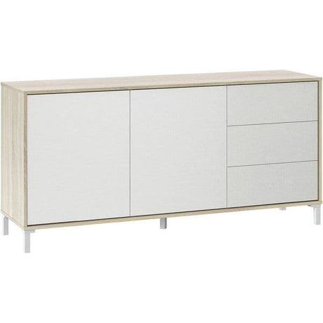 Palmer  White And Oak Effect 2 Door 3 Drawer Sideboard -016623F