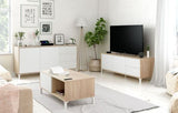 Palmer  White And Oak Effect 2 Door 3 Drawer Sideboard -016623F