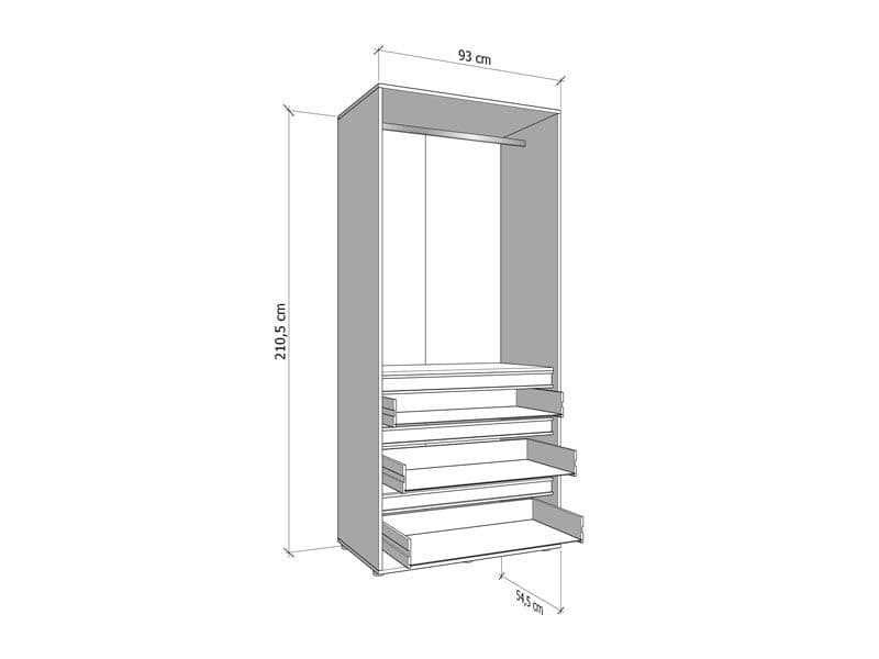 Bellington Artisan Oak Effect 2 Door 3 Drawer 93cm Wardrobe - 11014686 RZ