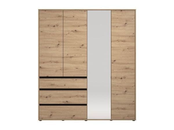 Bellington Artisan Oak Effect 4 Door 3 Drawer Mirrored Wardrobe - 11014097