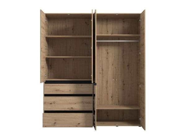 Bellington Artisan Oak Effect 4 Door 3 Drawer Mirrored Wardrobe - 11014097