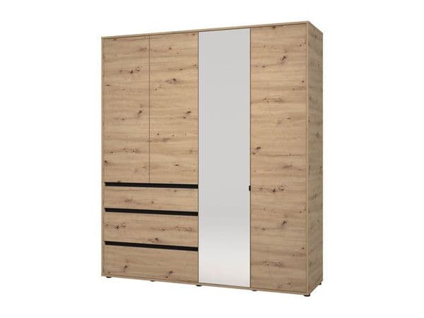 Bellington Artisan Oak Effect 4 Door 3 Drawer Mirrored Wardrobe - 11014097