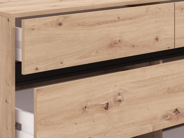 Bellington Industrial Oak Effect 6 Drawer Wide 157cm Chest of Drawers - 11014257