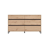 Bellington Industrial Oak Effect 6 Drawer Wide 157cm Chest of Drawers - 11014257