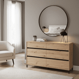 Bellington Industrial Oak Effect 6 Drawer Wide 157cm Chest of Drawers - 11014257