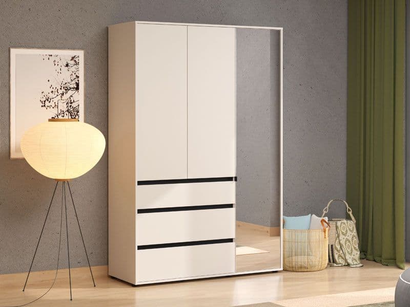 Bellington Matte Cashmere 3 Door 3 Drawer Mirrored Wardrobe - 11014290