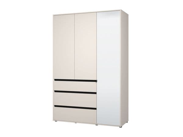 Bellington Matte Cashmere 3 Door 3 Drawer Mirrored Wardrobe - 11014290