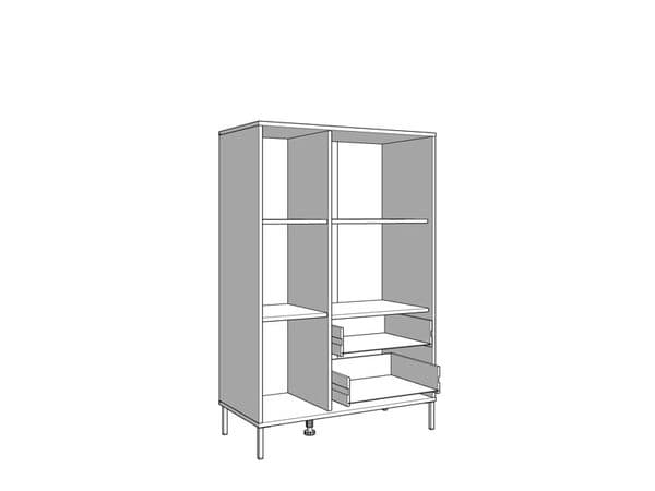 Bevalon Slatted Artisan Oak Effect And Black Low Short Showcase Display Cabinet 11013545