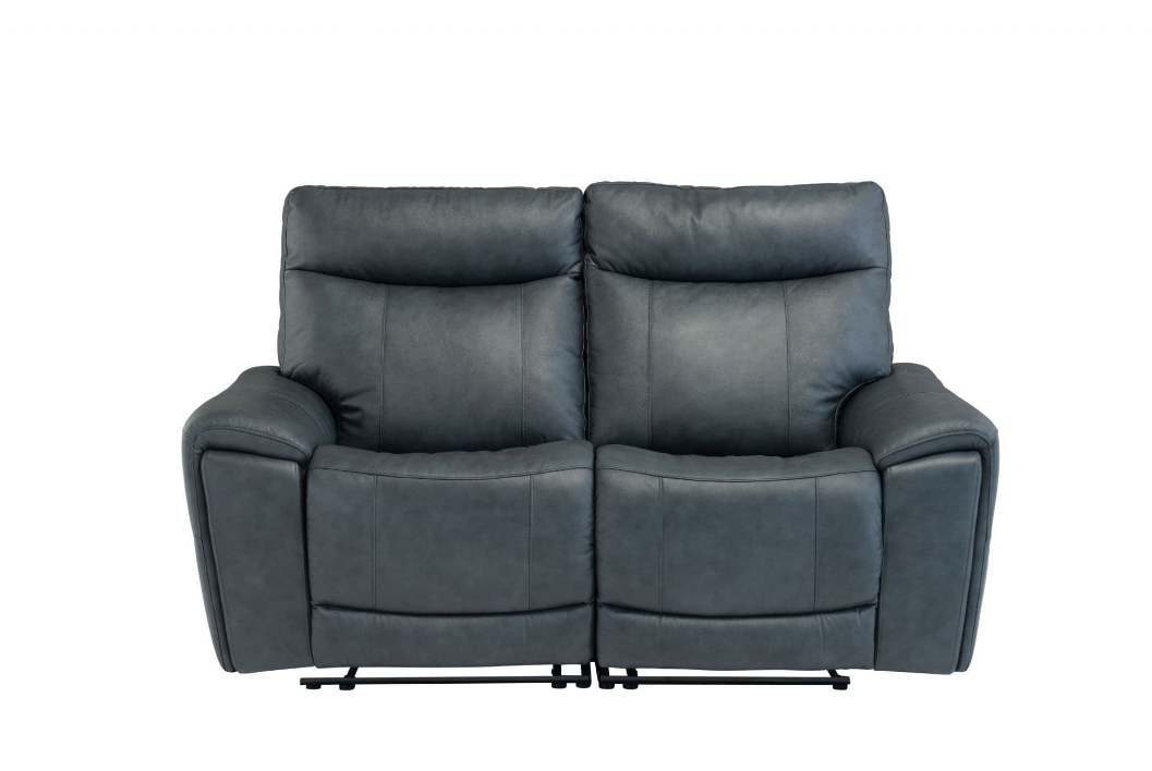 Danetto Vintage Blue Leather 2 Seater Electric Recliner Sofa