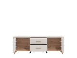 Darvaux Cashmere And Oak Effect 2 Door 154cm TV Cabinet Unit - 11014453