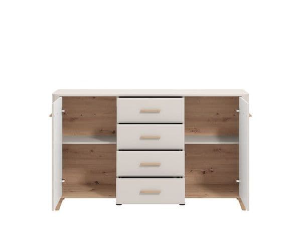 Darvaux Cashmere And Oak Effect Large 154cm 2 Door 4 Drawer Sideboard - 11014454