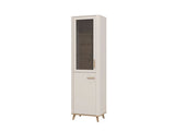 Darvaux Cashmere And Oak Effect Tall Slim 2 Door Showcase Display Cabinet Unit - 11014451