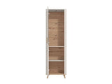 Darvaux Cashmere And Oak Effect Tall Slim 2 Door Showcase Display Cabinet Unit - 11014451