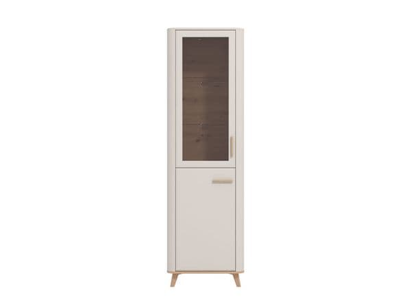 Darvaux Cashmere And Oak Effect Tall Slim 2 Door Showcase Display Cabinet Unit - 11014451