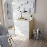 Diver Space Saving Chest of Drawer Desk in White and Oak-017849W