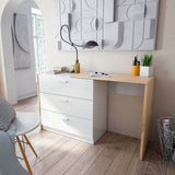 Diver Space Saving Chest of Drawer Desk in White and Oak-017849W