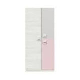 Dian White & Pink / Grey 3 Door Wardrobe - 0M7448Y