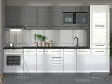 Porto White High Gloss And Grey 60cm Tall Kitchen Larder Unit Pantry Cupboard - 11012312